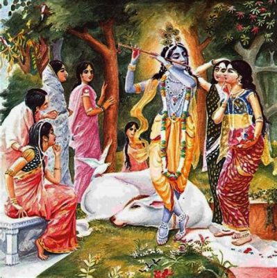  A Divindade do Amor Intenso: Uma Análise da Pintura Krishna Dançando com as Gopis de Dwijadasa