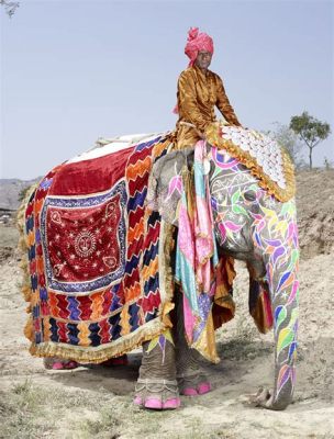 “A Garland of Elephants” – Uma tapeçaria vibrante que celebra a majestosa fauna indiana!